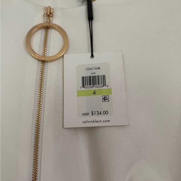 Calvin Klein Ivory Sheath Dreds Size 4 - Picture 3 of 4